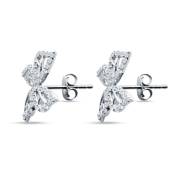 Butterfly Stud Earring Cubic Zirconia 925 Sterling Silver Wholesale